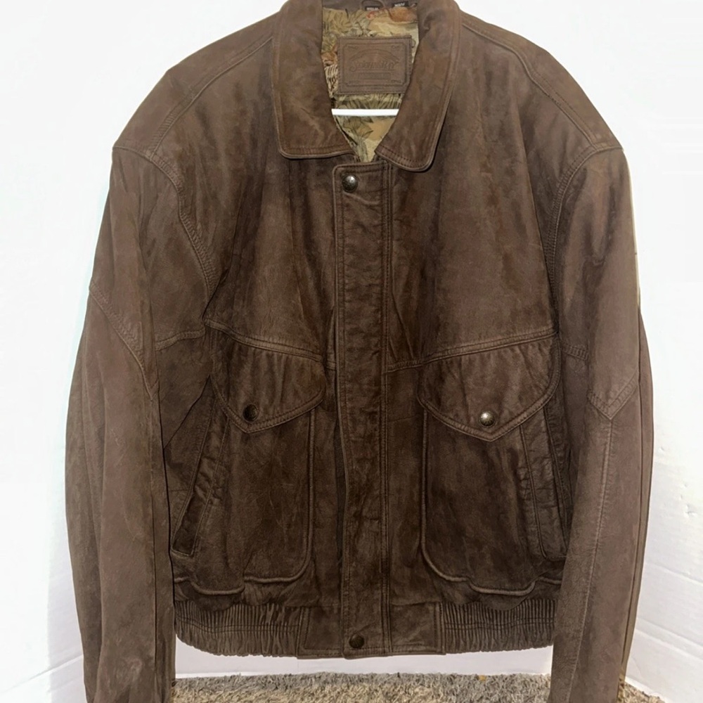 Schott NYC Dark Brown Suede Bomber Jacket